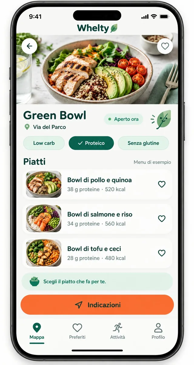 Anteprima Whelty: piatti e valori nutrizionali di un locale di esempio